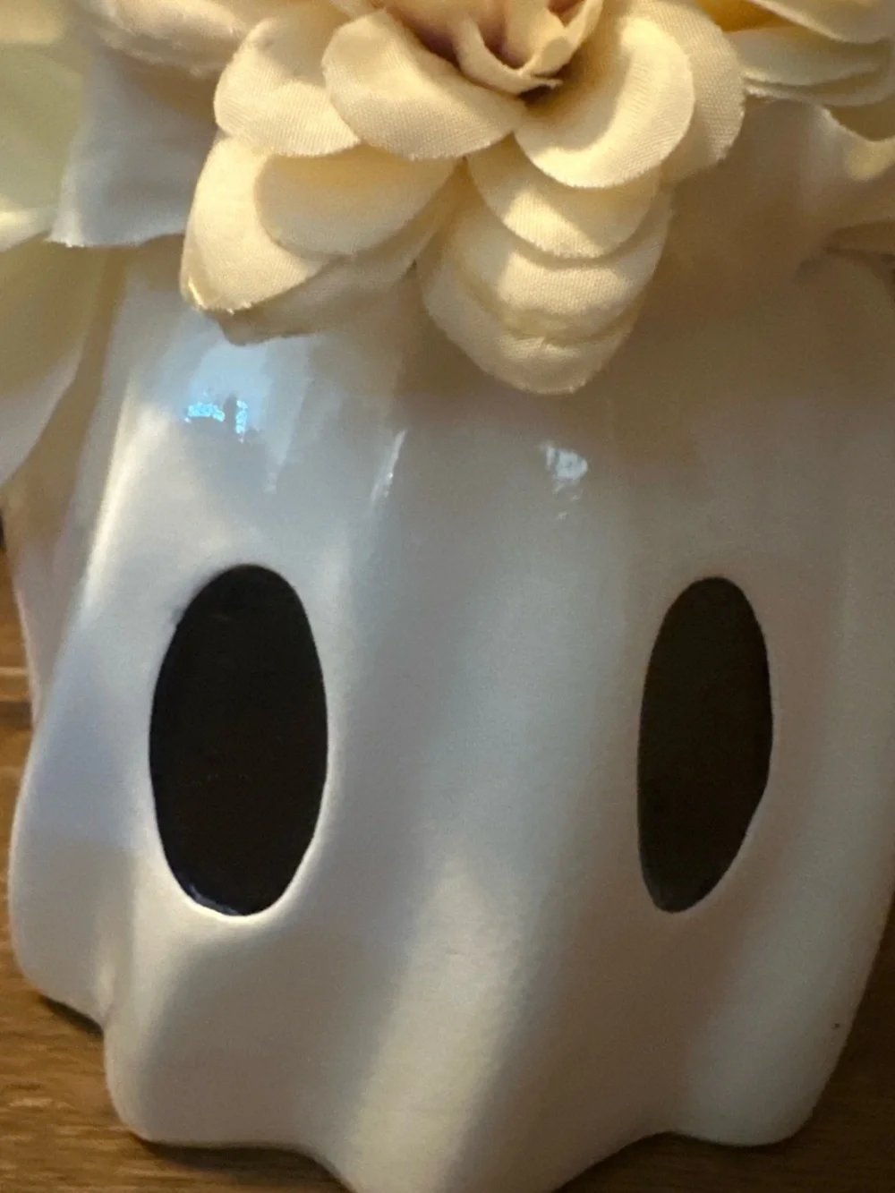Ceramic Ghost Vase with Cream Floral Arrangement